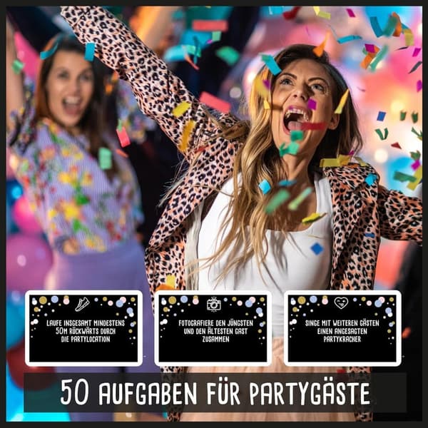 Partyspiel für Gäste - 50 Aufgaben für Geburtstag, Hochzeit und Silvester