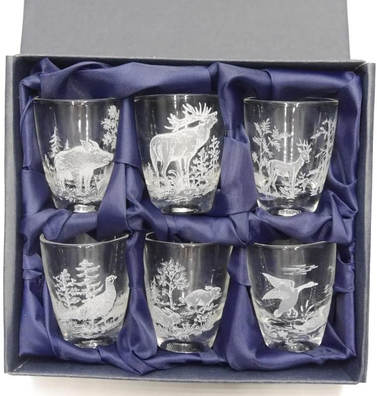6-teiliges Schnapsglas-Set mit Jagdmotiv aus Krumholz