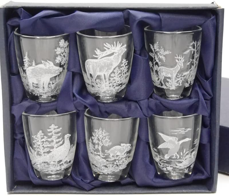 6-teiliges Schnapsglas-Set mit Jagdmotiv aus Krumholz