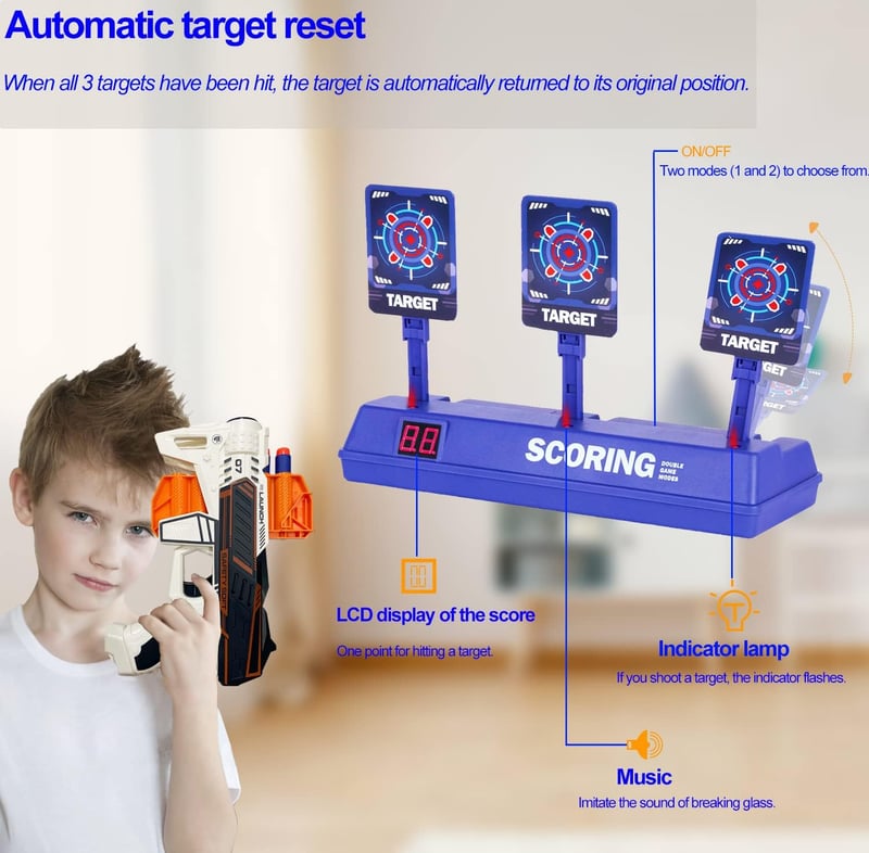Elektronisches Ziel für Nerf Pistolen - Automatisches Zurücksetzen für Kinder ab 6 Έτη