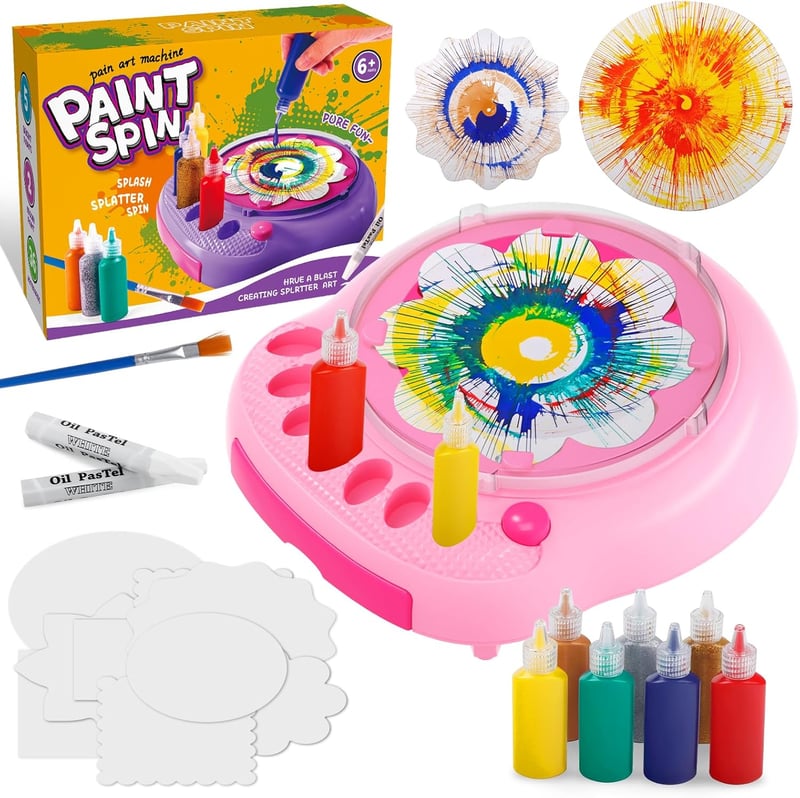 Spin Art Malmaschine für Kinder von 6-9 Jahren (Rosa)
