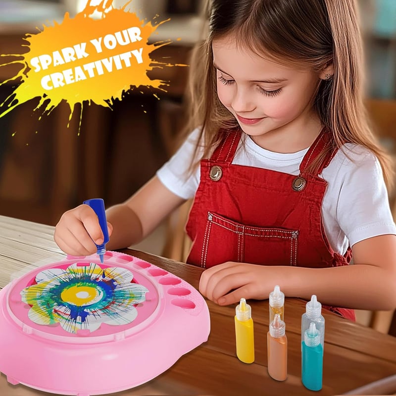 Spin Art Malmaschine für Kinder von 6-9 Jahren (Rosa)