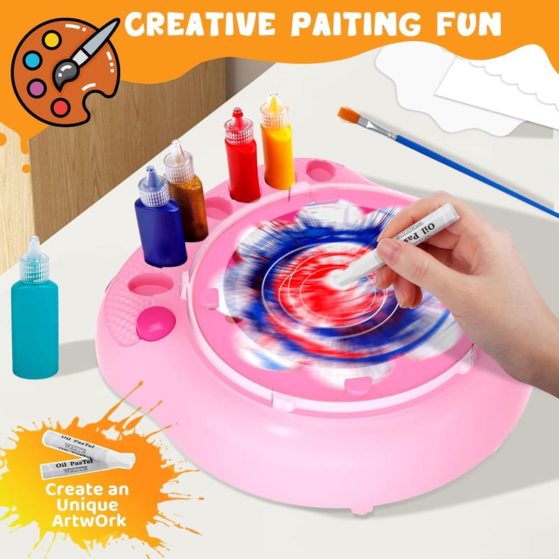 Spin Art Malmaschine für Kinder von 6-9 Jahren (Rosa)