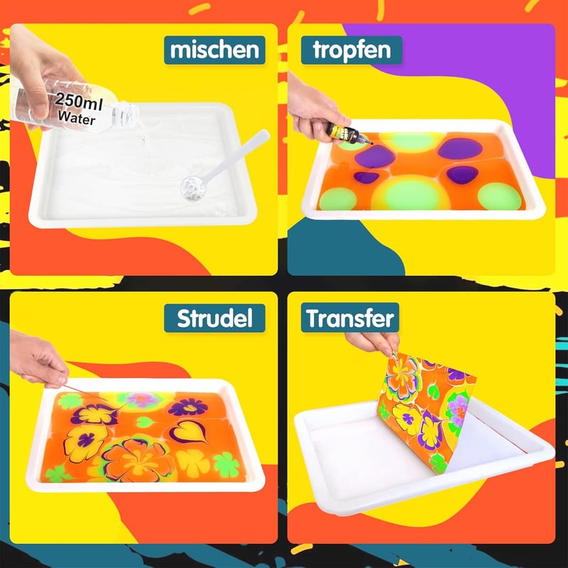 Wassermarmorierungsfarbe für Kinder – Kreatives Bastelset ab 6 Jahren