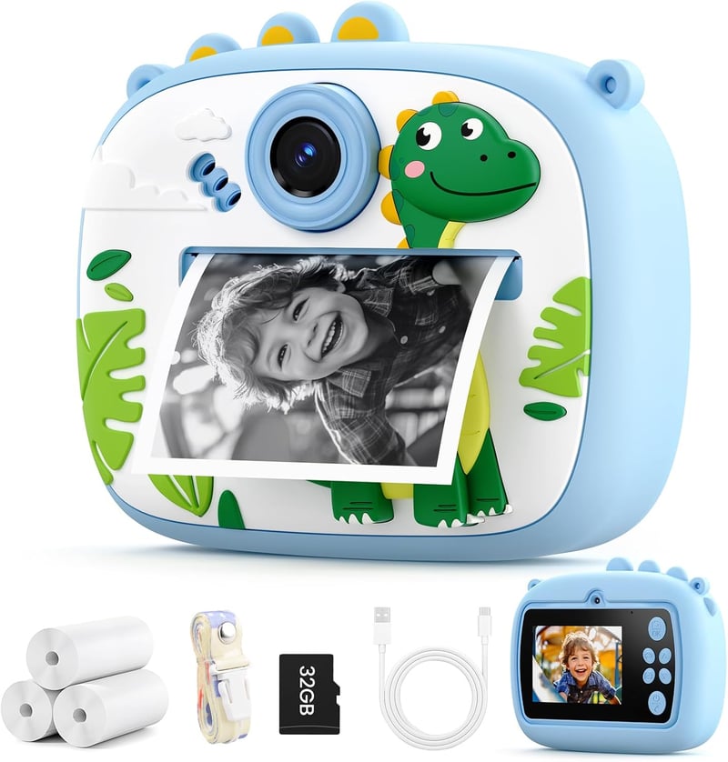 Sofortbildkamera mit Musik für Kinder 3-12 Jahre, 1080P Dualkamera