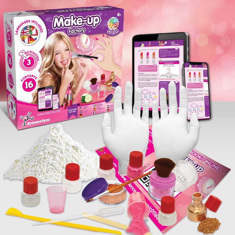 Kinderschminkset für Mädchen ab 8 Jahren - Waschbare Lippenstifte und Lidschatten