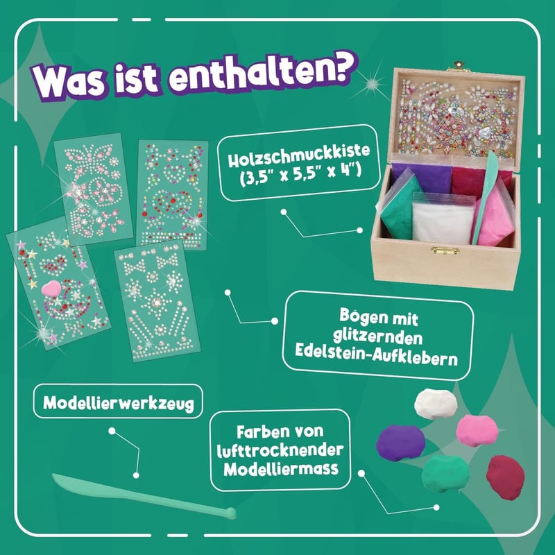 Kreatives DIY Schmuckkästchen für Mädchen (6-13 Jahre) - personalisierbares Bastelset