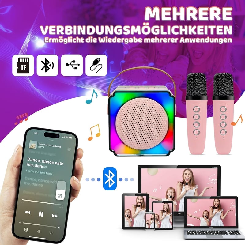 Bluetooth Mikrofon für Mädchen, 4-12 Jahre, Geburtstagsgeschenk