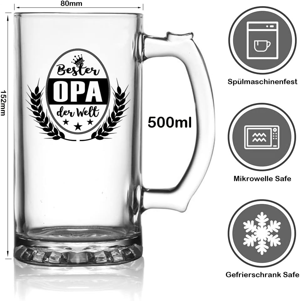 Bierkrug für den besten Opa - 0,5 Liter in Geschenkbox