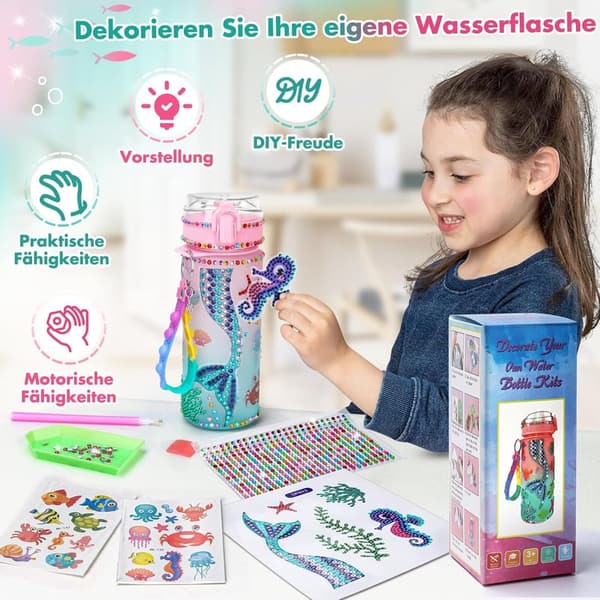 Personalisierte Meerjungfrau Trinkflasche für Mädchen 4-12 Jahre