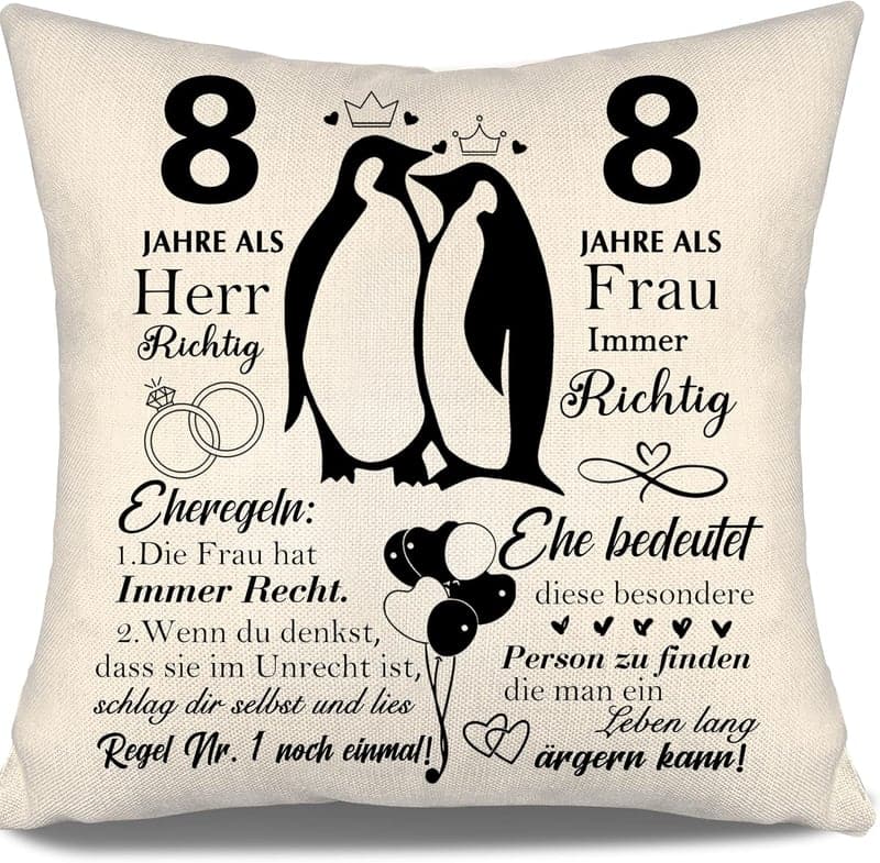 8. Hochzeitstag Kissenbezüge für Paare