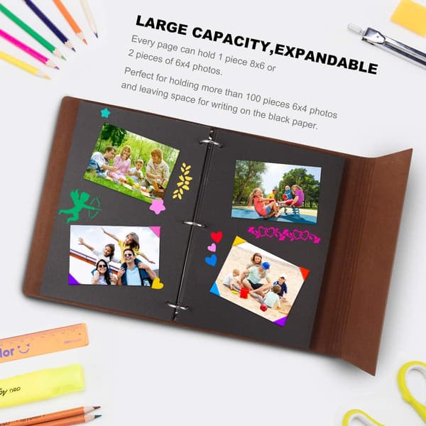 Selbstgestaltetes Leder Scrapbook mit 60 Seiten – Perfektes Geschenk für Paare