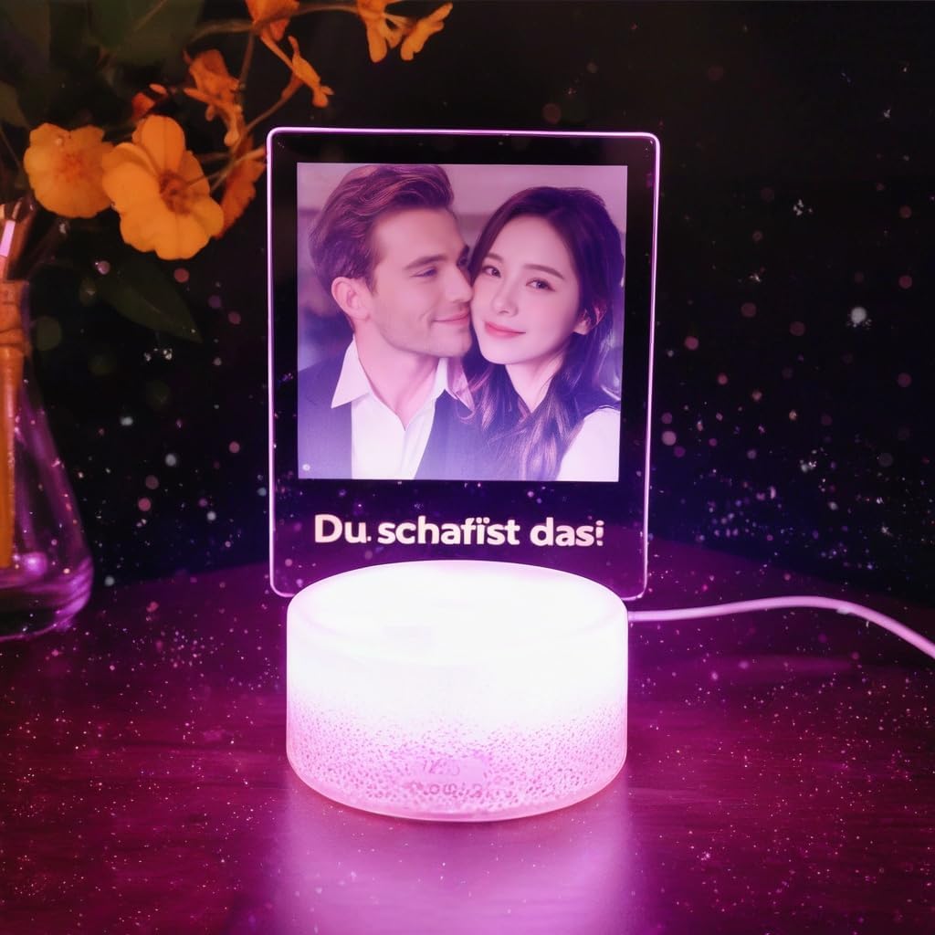Personalisierte 3D Foto Glas Lampe für Frauen – Nachtlicht Geschenk zum Jahrestag