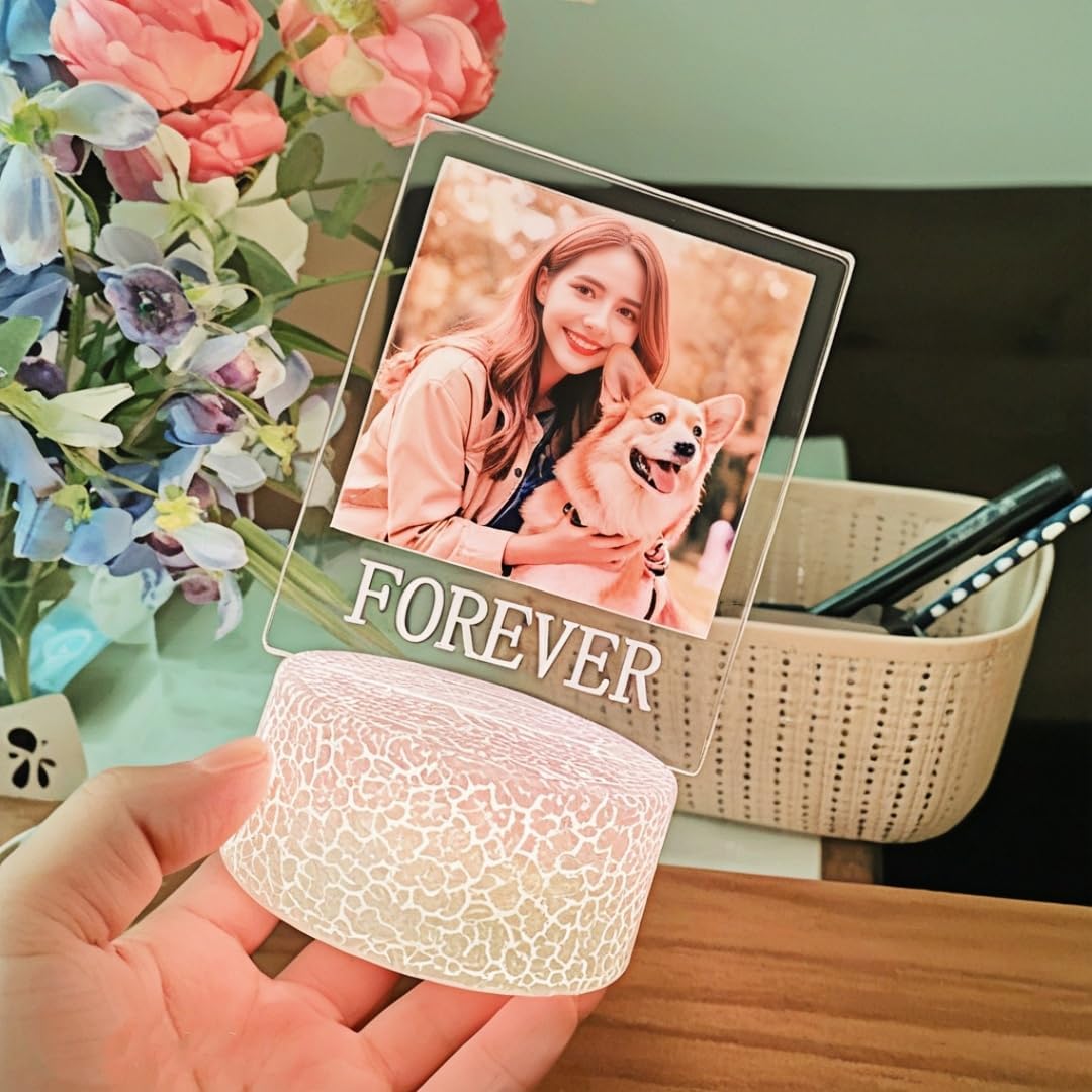 Personalisierte 3D Foto Glas Lampe für Frauen – Nachtlicht Geschenk zum Jahrestag