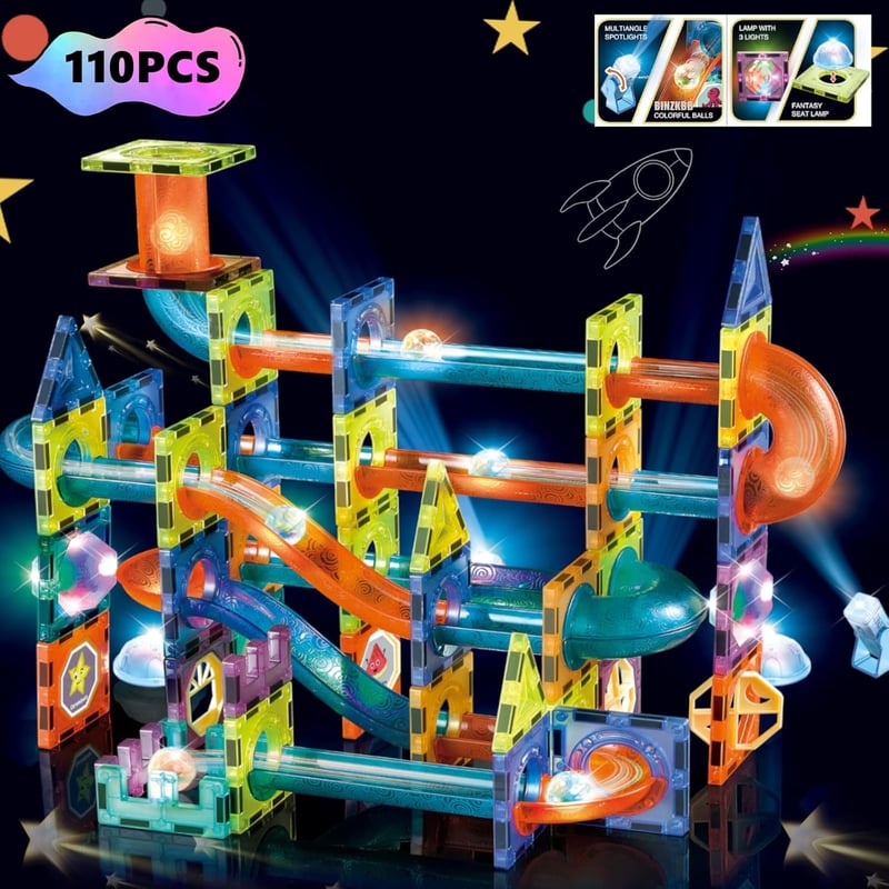 Magnetische Bausteine Set mit 110 Teilen – Montessori Spielzeug für Kinder ab 5 Jahren