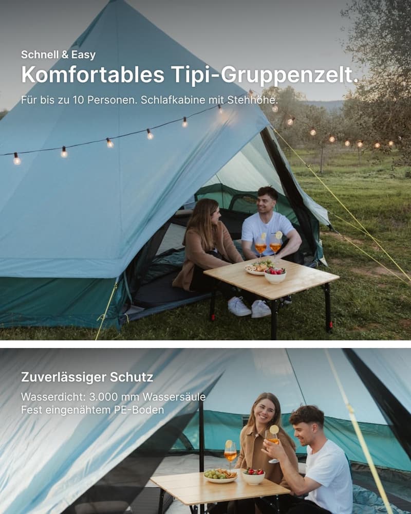 qeedo Bell Tipi Zelt für Gruppen oder Familien (6-12 Personen)