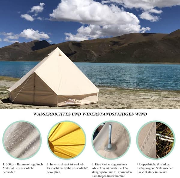 Wasserdichtes Baumwoll-Tipi-Zelt für Familien-Campinggruppen 3-6M