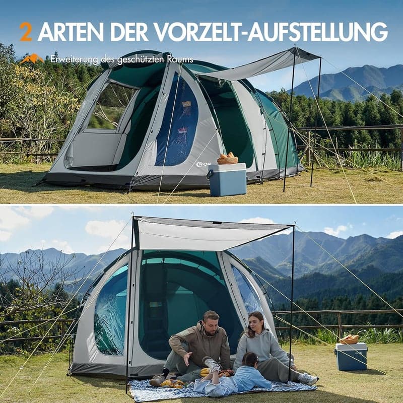 Wasserdichtes Familienzelt für 5 Personen mit Vorzelt und Fenster