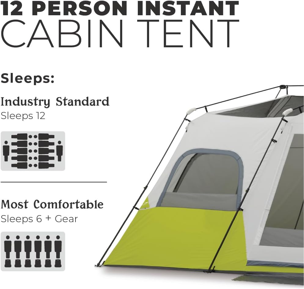 CORE Instant-Kabinenzelt für 12 Personen | Faltbares Familienzelt für Camping