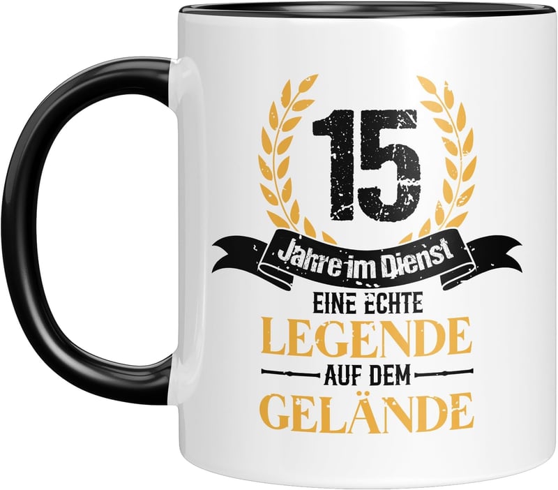 Jubiläumsgeschenk: Kaffeebecher 330 ml für 15 Jahre im Dienst