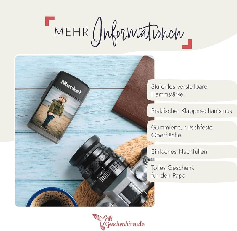Personalisiertes Sturmfeuerzeug für Männer – Vatertagsgeschenk mit Foto