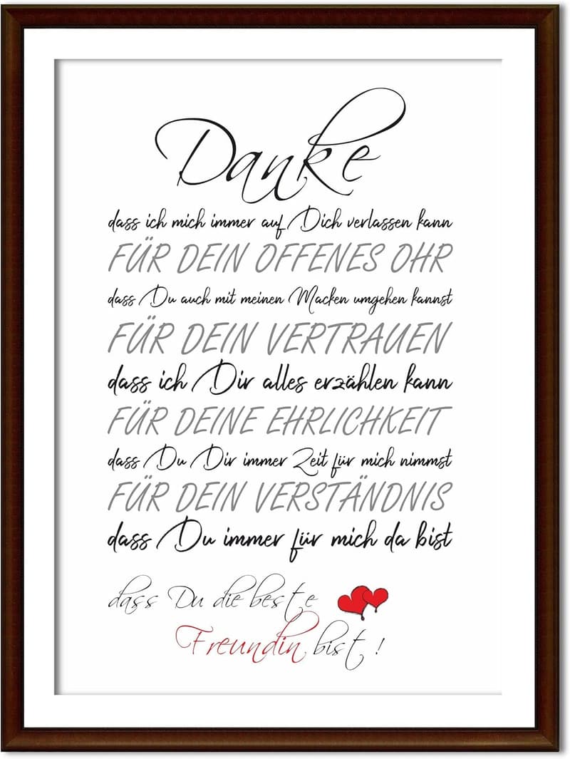 Kunstdruck für Geburtstag der besten Freundin – Geschenkidee Liebeserklärung