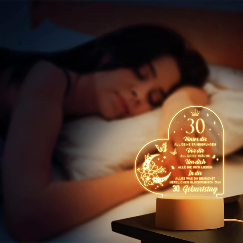 30. Geburtstag Nachtlicht aus Acryl für Frauen und Männer