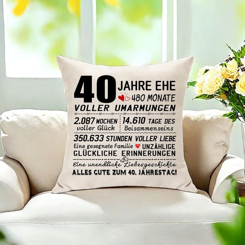 Rubinhochzeit Geschenk: Kissenbezug für Paare, 40 Jahre Ehe