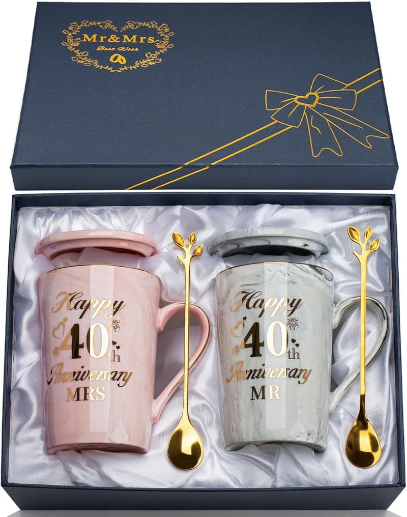 Rubinhochzeit Tassen Set aus Keramik – 40. Bröllopsdag gåvor