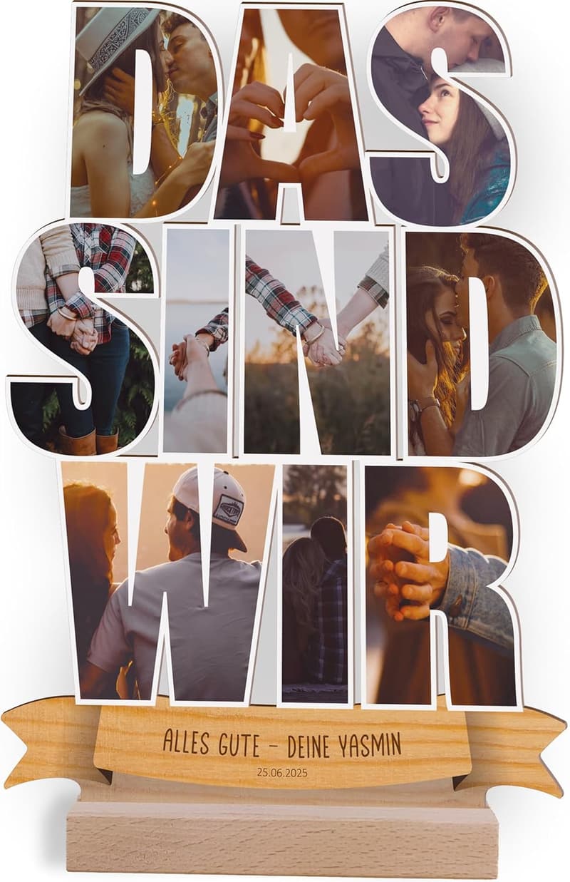 Personalisiertes Foto-Holzbild - Geschenke für Paare und Familie