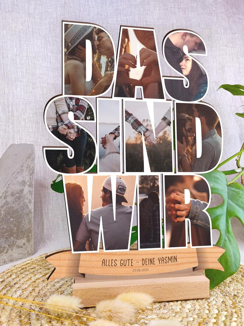 Personalisiertes Foto-Holzbild - Geschenke für Paare und Familie