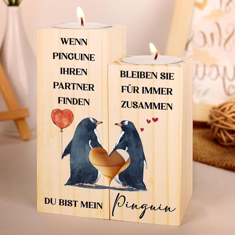 Jahrestagskerzenständer aus Holz für Paare