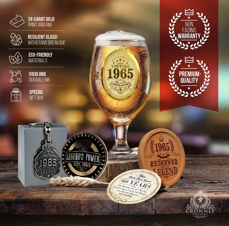 Personalisierte Bierglas mit Gravur zum 60. Geburtstag für Männer