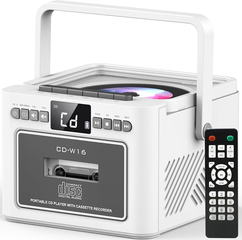 Tragbarer CD-Player mit Kassettenspieler und Bluetooth 5.1