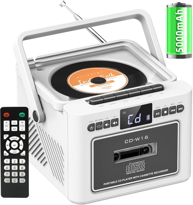 Tragbare Boombox mit CD-Player, Kassettenspieler und UKW-Radio
