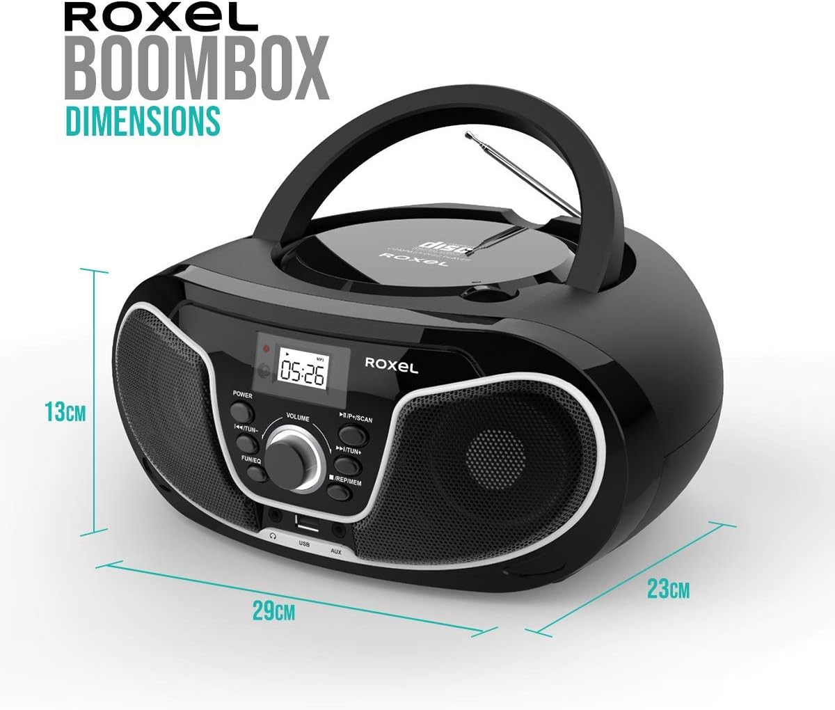 Tragbarer Boombox-CD-Player mit Bluetooth und USB für Musikliebhaber