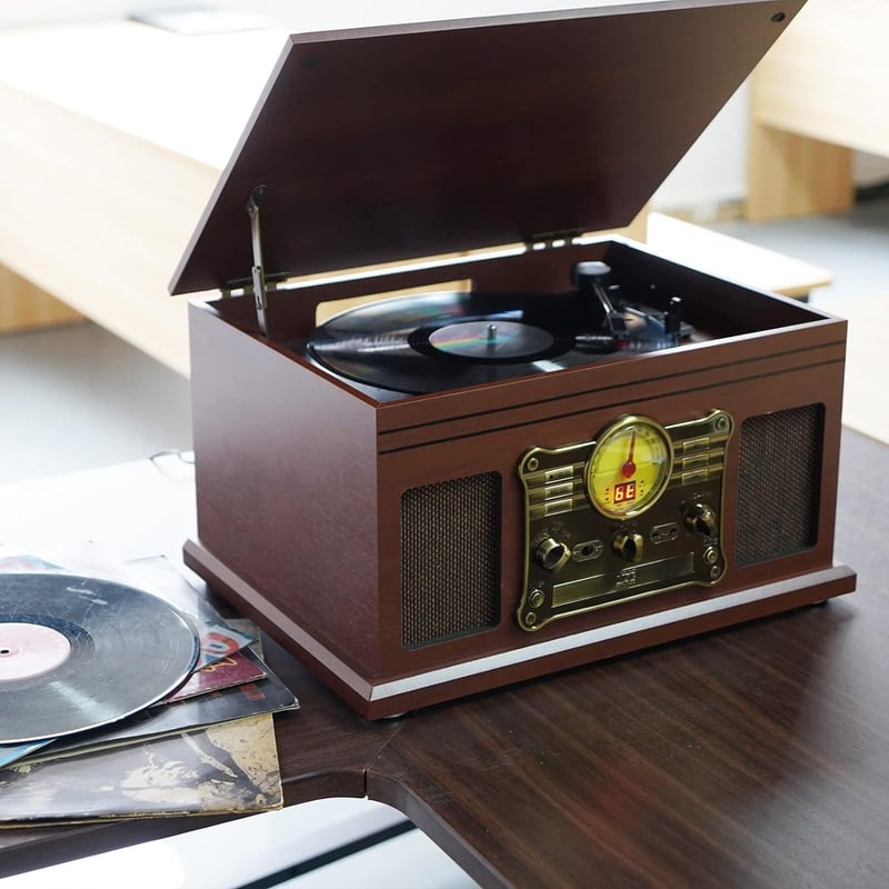 Bluetooth Plattenspieler mit Stereolautsprechern und Vinyl-zu-MP3-Funktion