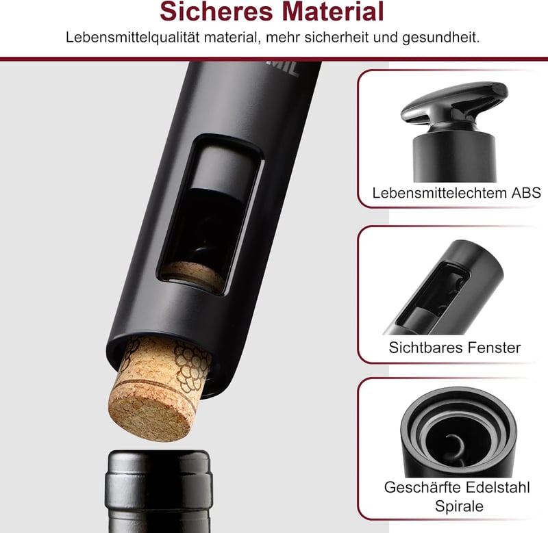 Profi Weinöffner Set 4-in-1 mit Folienschneider und Vakuumverschluss