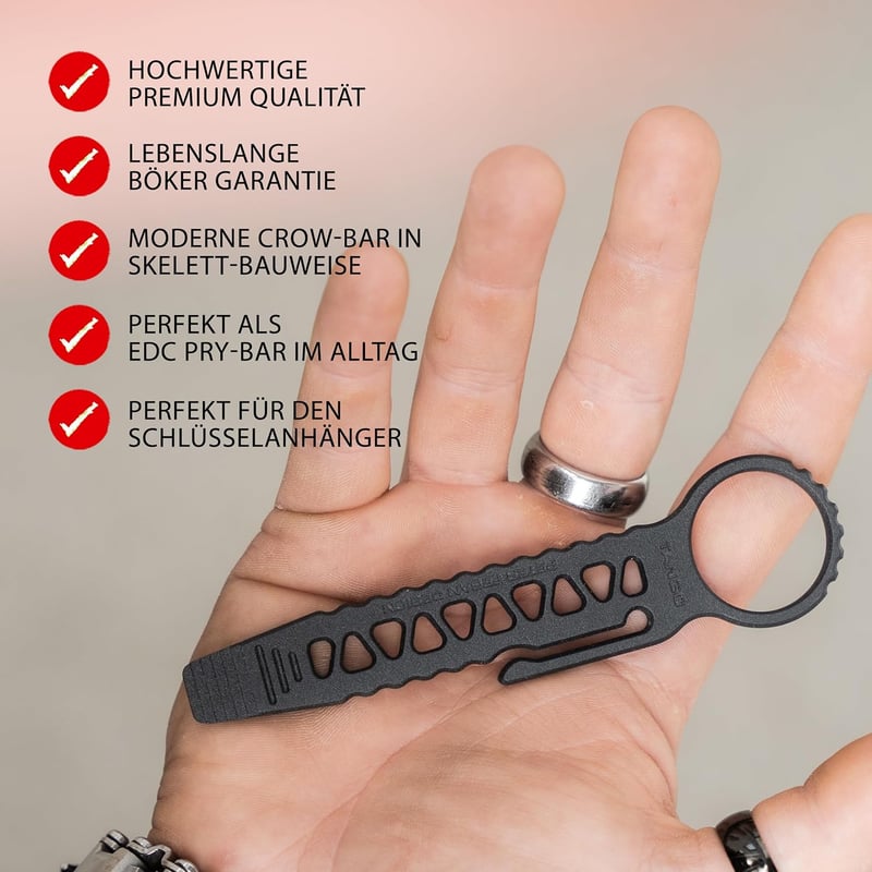 BÖKER PLUS Tango Bar Mini EDC Werkzeug - D2 Schlüsselanhänger mit Flaschenöffner
