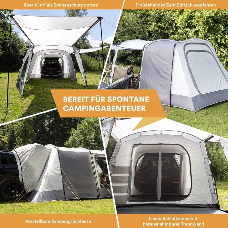 Skandika Pitea XL Heckzelt für 4 Personen | Wasserdichtes Campingzelt mit 2 m Stehhöhe