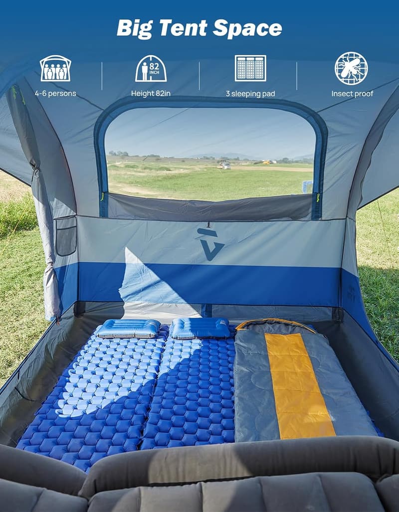 Wasserdichtes SUV-Campingzelt für 4-6 Personen, doppelte Tür, 234x234 cm