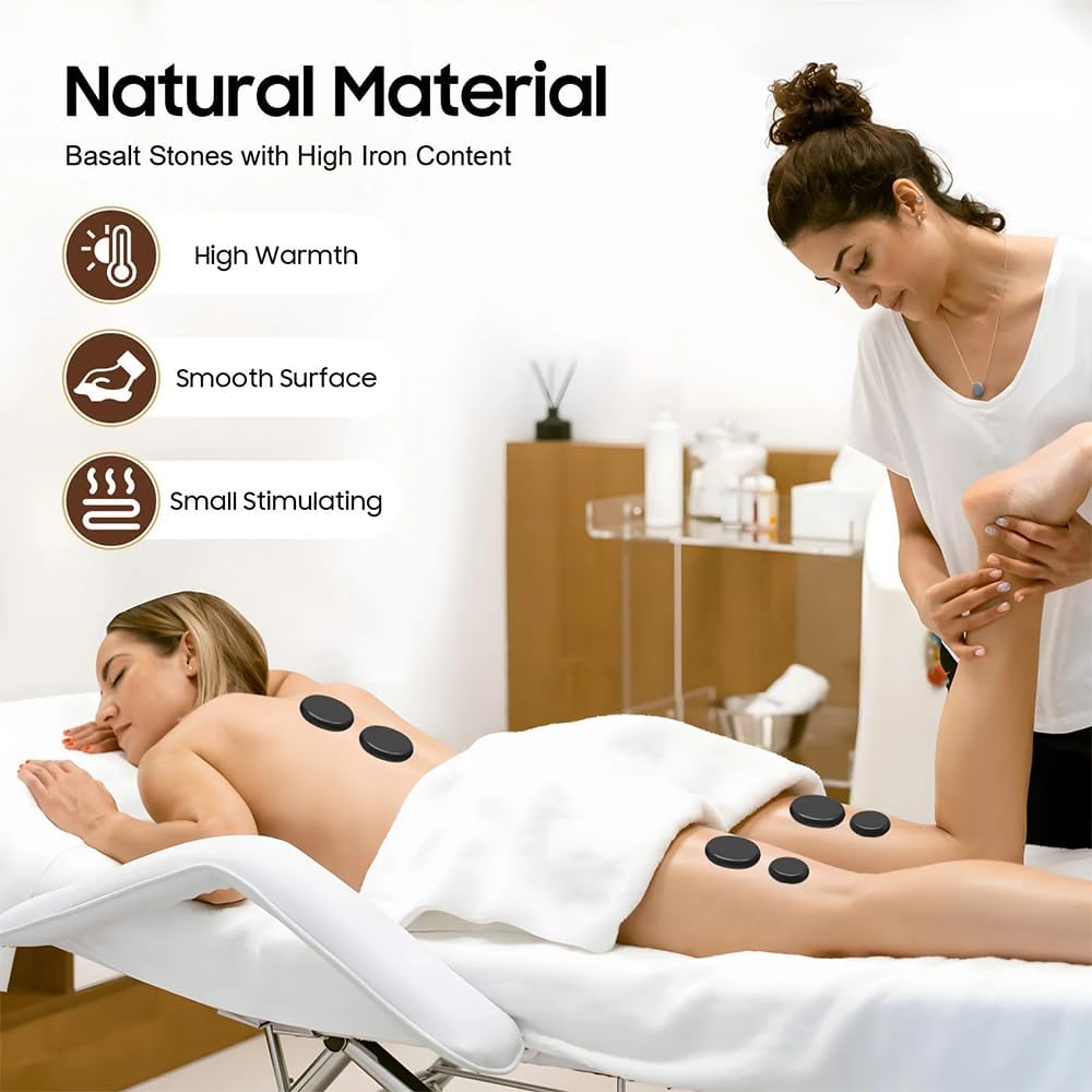 Hot Stone Massage Set mit 20 Basaltsteinen – Ideal für Spa und Entspannung