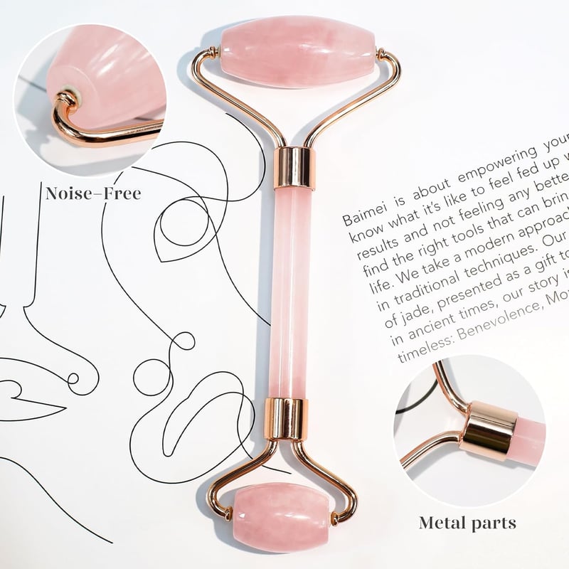 Rosenquarz Gua Sha Set mit Gesichtsroller – Schönheit Massage für Frauen