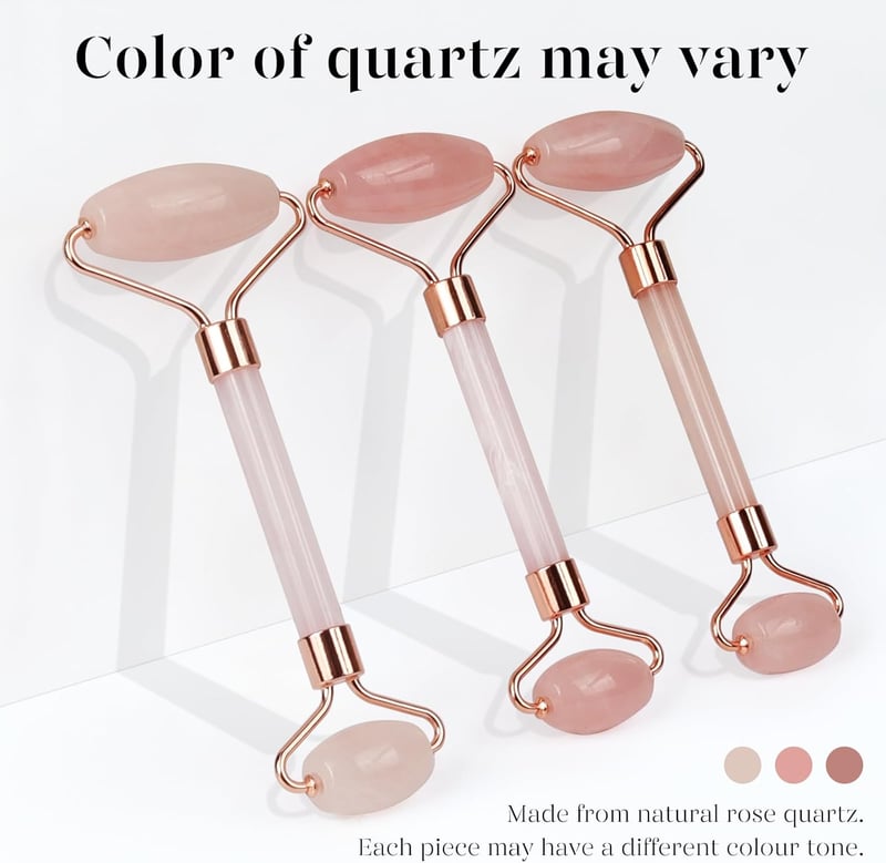 Rosenquarz Gua Sha Set mit Gesichtsroller – Schönheit Massage für Frauen
