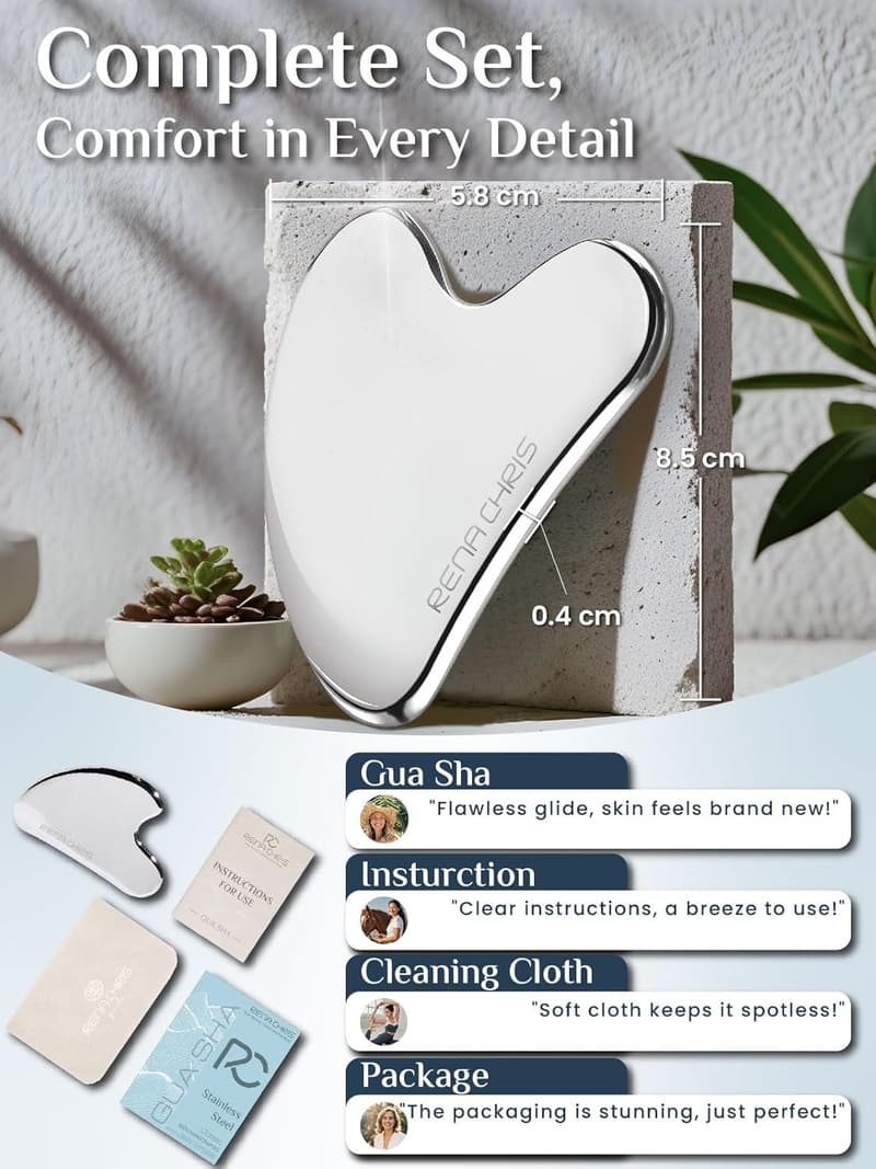 Edelstahl Gua Sha Stein für Kieferformung und Hautpflege