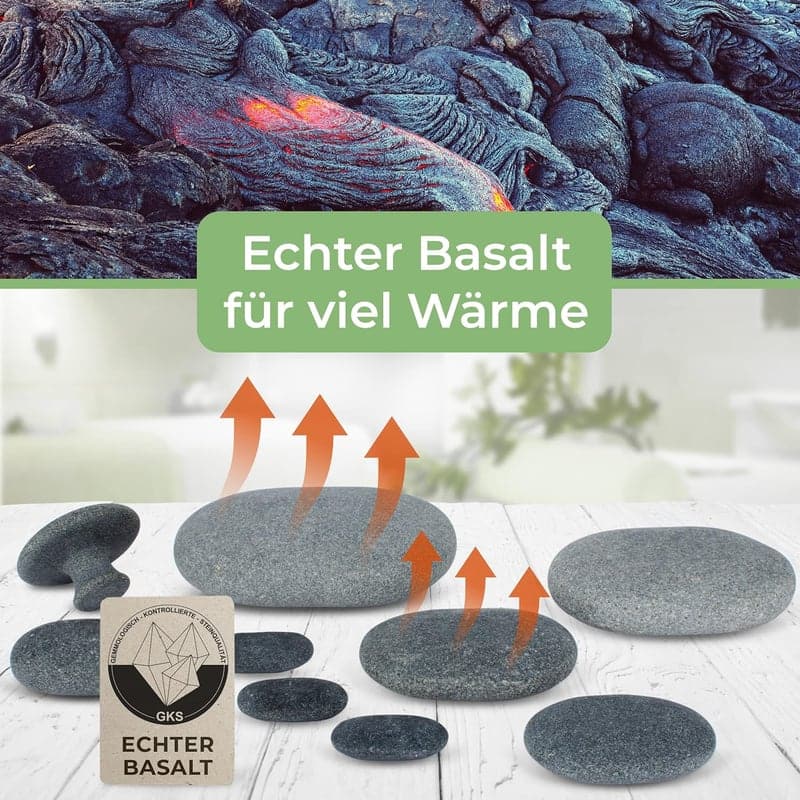 Echte Basalt Hot Stone Zehensteine für Massage [8 Stück]