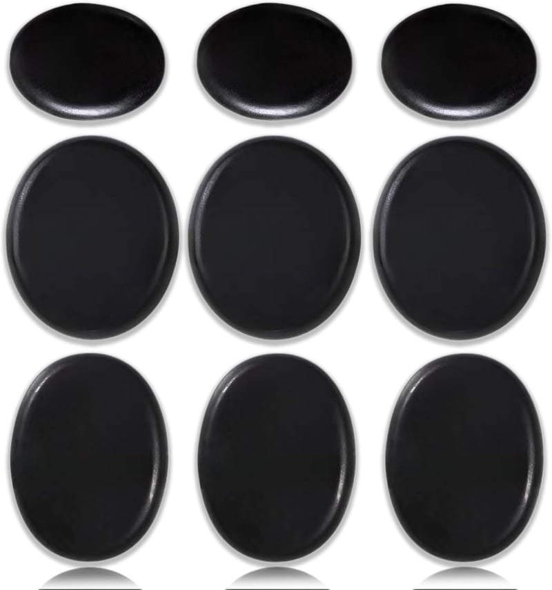 Hot Stone Massage Set mit 9 Basaltsteinen für Spa und Entspannung