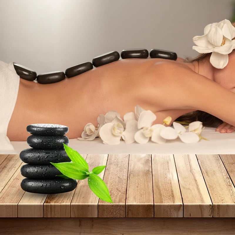 Hot Stone Massage Set mit 9 Basaltsteinen für Spa und Entspannung