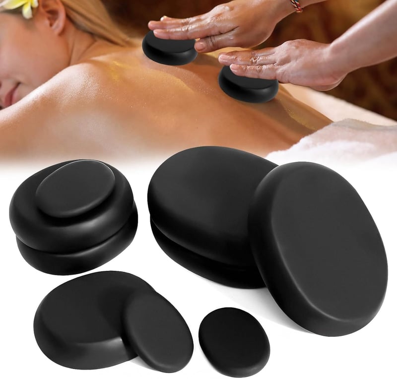 Heiße Steine Massageset, 9 Basaltsteine für Spa und Entspannung