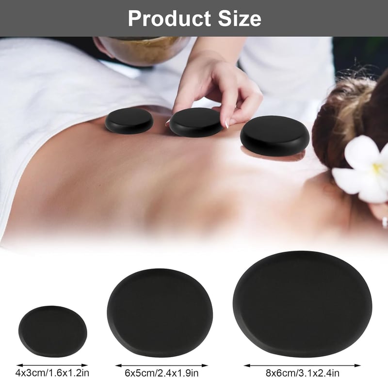 Heiße Steine Massageset, 9 Basaltsteine für Spa und Entspannung
